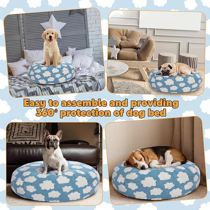 Youyole Medium Washable Round Dog Bed Cover Replacement Waterproof 30 x 30 x 10 - Image 4