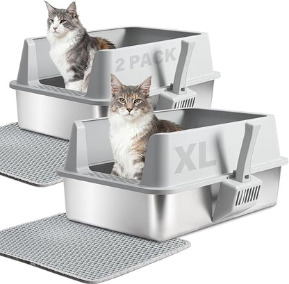 2PACK Stainless Steel Cat Litter Box by YOLLBERLifeStudio
