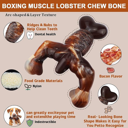 Dog Chew Toys for Aggressive Chewers Almost Indestructible Dog Toys, Bacon - Image 2