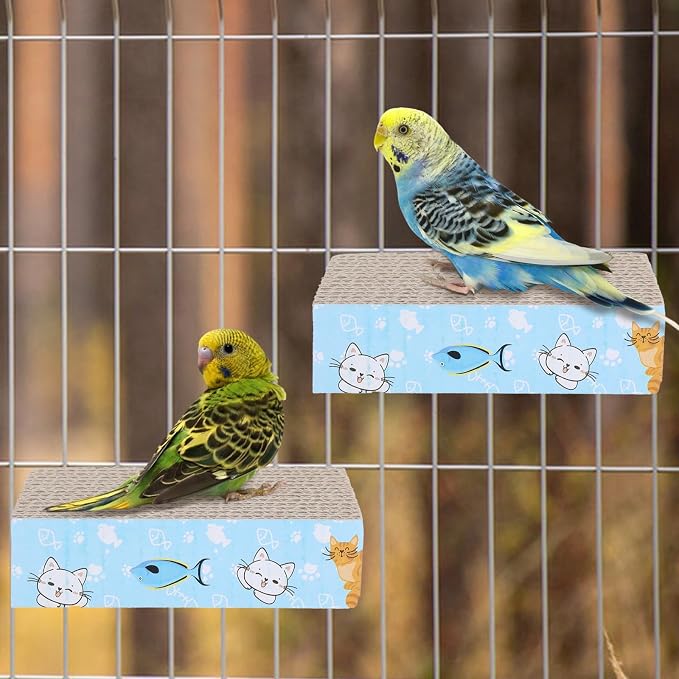 2 PCS Bird Chew Toy Parrot Cage Perch Cardboard Platform Bird Paw Grinding Stand - Image 5