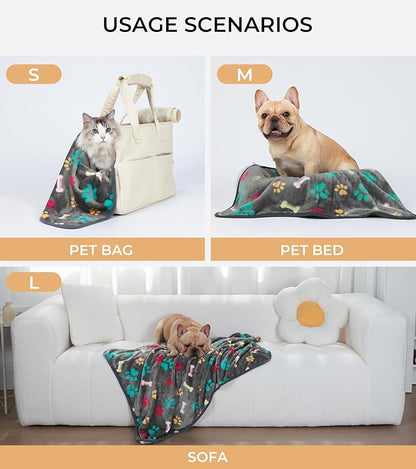 Luciphia 1 Pack 3 Blankets Fluffy Premium Fleece Pet Blanket Flannel Paw Bone - Image 2
