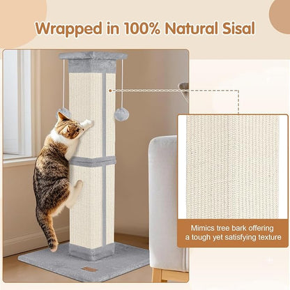 Cat Scratching Post 33 inch for Indoor Cats, High Cat Scratch Post Grey - Image 7