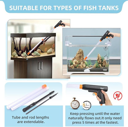 hygger Aquarium Gravel Cleaner Kit, Fish Net Aquarium Cleaning Brush, Patented - Image 3
