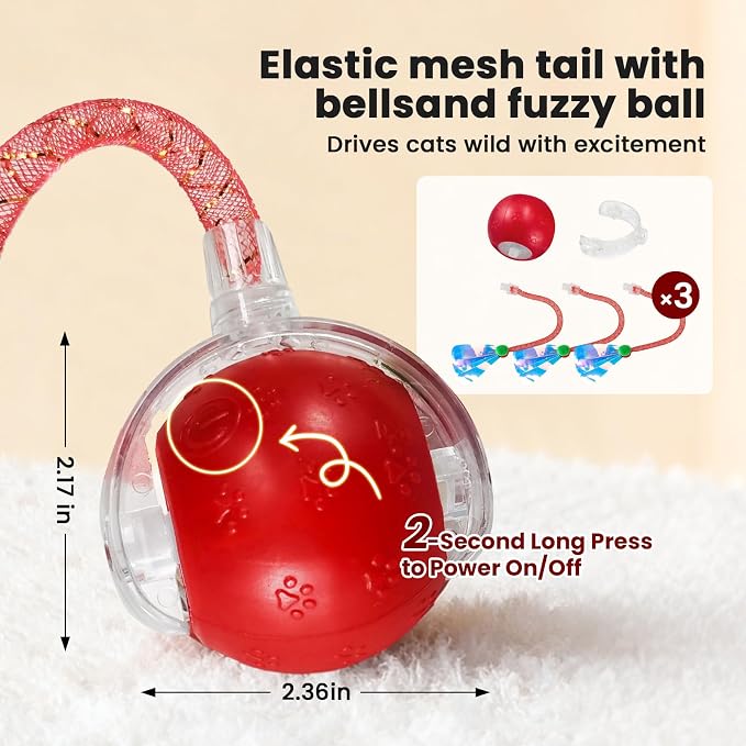 Rocfish Interactive Cat Toy for Indoor Cat, Smart Automatic Cat Chase Ball Toy - Image 2