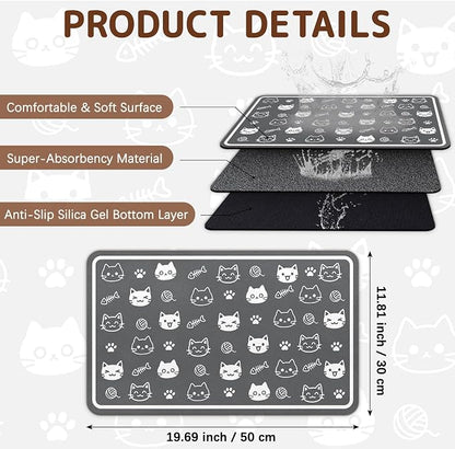 Dog Food Mat for Bowls, Absorbent Quick Dry Dog Cat Mats for Food and Water - Image 2
