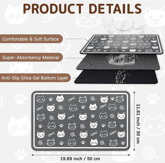 Dog Food Mat for Bowls, Absorbent Quick Dry Dog Cat Mats for Food and Water - Image 2