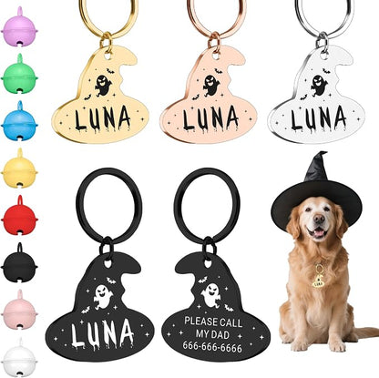 Custom Magic Hat Pet ID Tag for Dogs Cats, Personalized Engraved Name & Phone by Unknown