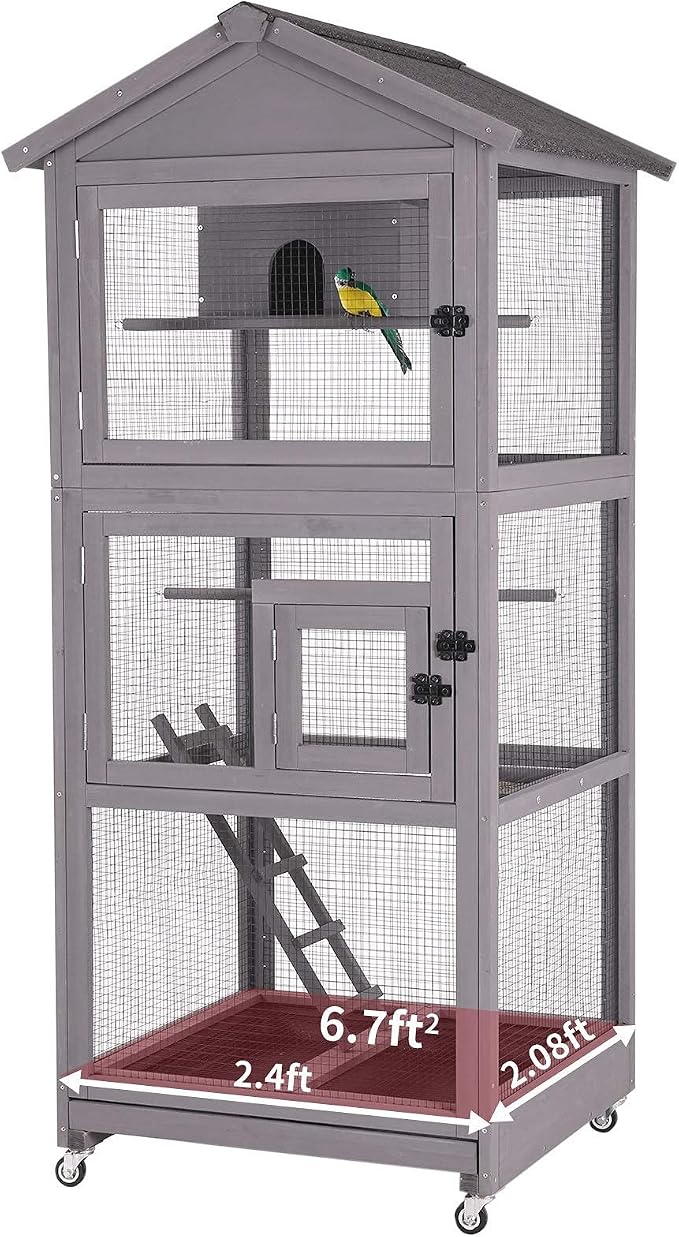 Aivituvin Outdoor Bird Cage Large Wooden Bird Aviary - Image 5