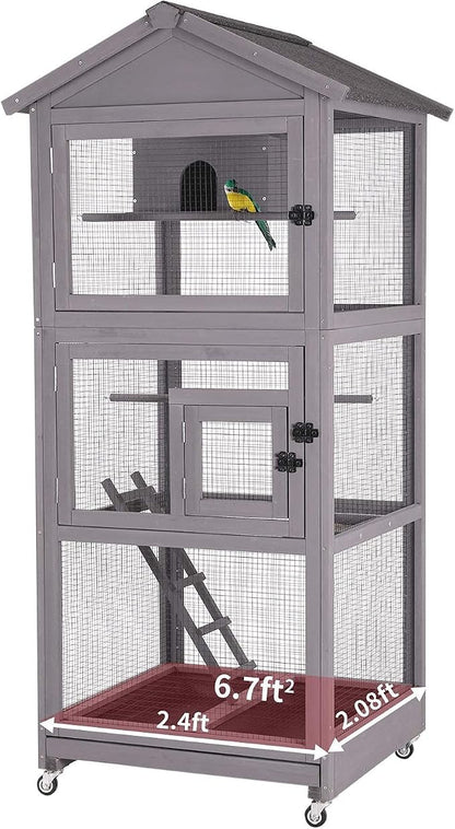 Aivituvin Outdoor Bird Cage Large Wooden Bird Aviary - Image 5