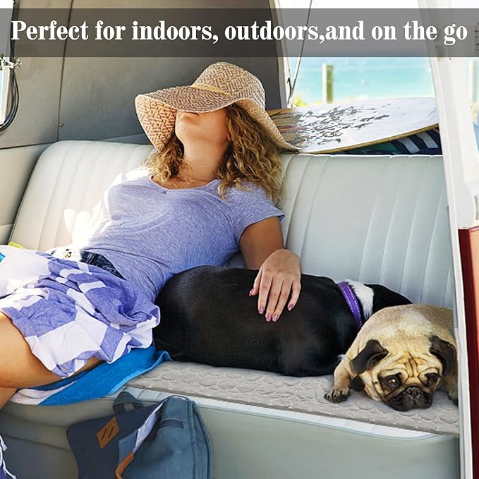 Washable Dog Cooling Mat Ice Silk Pet Self Cooling Pad Blanket - Image 4