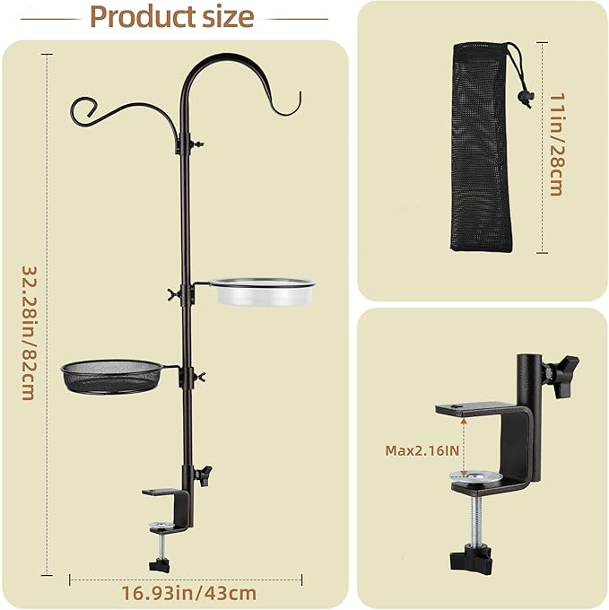 ERYTLLY Deck Hook Bird Feeder Pole Bird Feeder Porch Multi Hook Bird Feeding - Image 3
