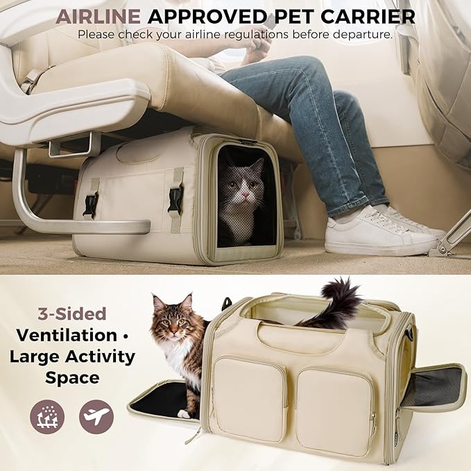 Dog, Cat Carrier for Pets Up to 15 Lbs, Airline Approved Collapsible Soft-Sided - Image 4