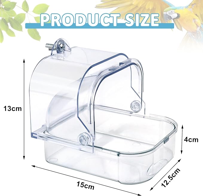 Bird Bath for Cage, Upgraded Bird Bath Box for Cage Accessory Small Birds - Image 2