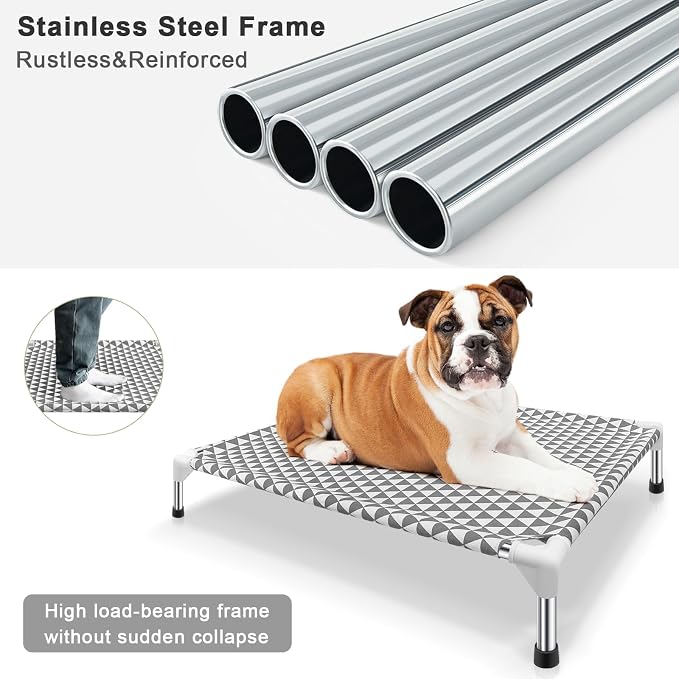 Elevated Outdoor Dog Bed, Medium Size, Cotton Material, Non-Slip Feet, Fits up - Image 7