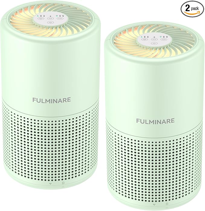 FULMINARE 2 Pack Air Purifiers for Home Bedroom H13 True HEPA Air Purifier by PureAirPowerfulSound