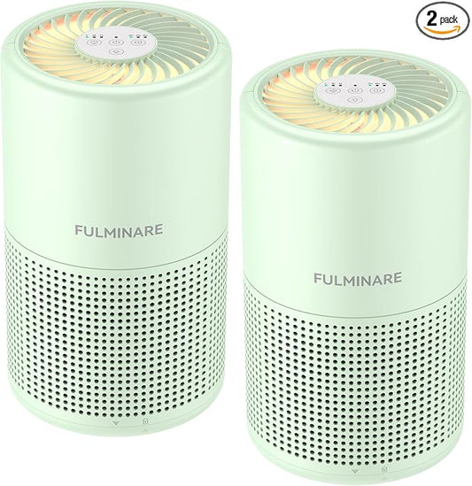 FULMINARE 2 Pack Air Purifiers for Home Bedroom H13 True HEPA Air Purifier by PureAirPowerfulSound