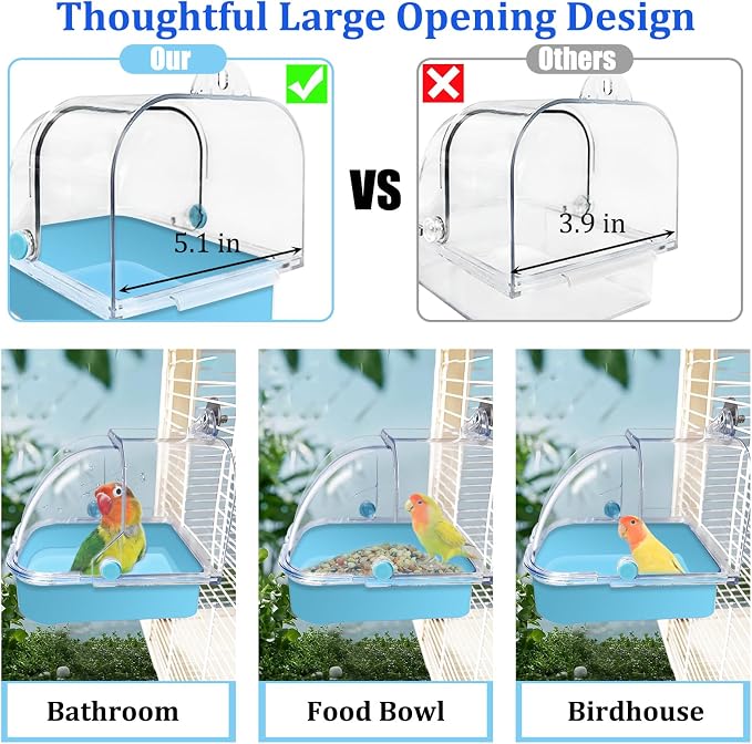 Tfwadmx Bird Cage Bath Hanging Bird Bath Supplies Parrot Bath Tub Water Shower - Image 4