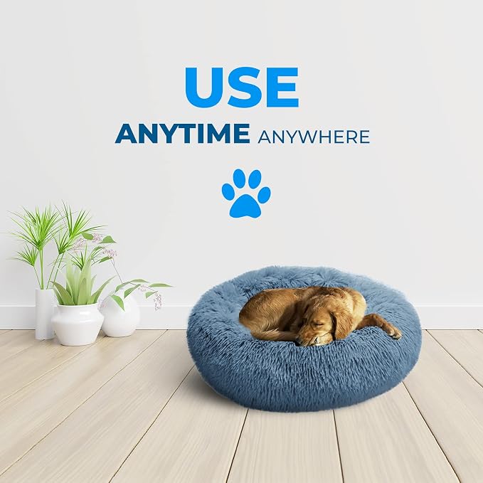 Whiskers & Friends Dog Bed, Round Fluffy Dog Beds - Image 5
