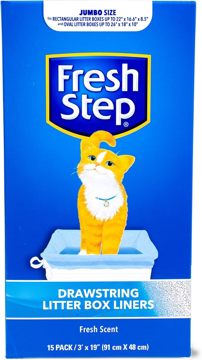 Fresh Step Jumbo Drawstring Cat Litter Box Liners, Scented Heavy Duty Kitty by FreshStep