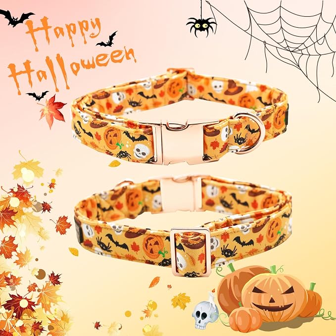 Halloween Dog Collar, Pet Collar Bow Fall Pet Collar Girl Boy Holiday Collar - Image 3
