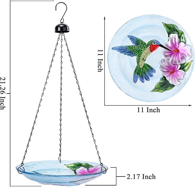 VCUTEKA Glass Hanging Bird Bath - Image 4