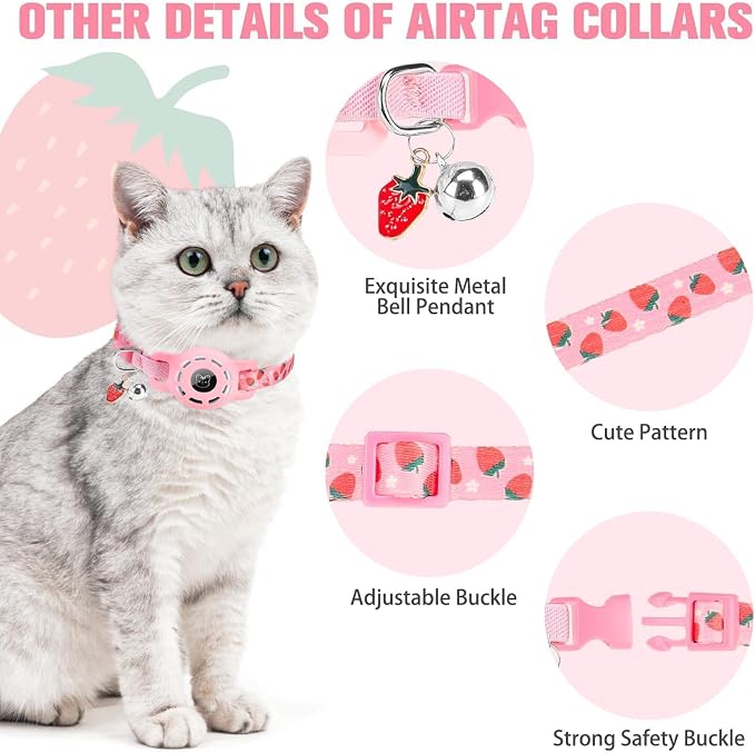 BINGPET AirTag Cat Collar with Bells, Upgraded Safety Elastic Cat Collar with - Image 6