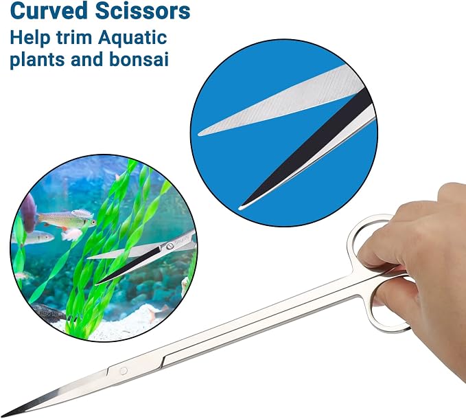 Segarty Aquarium Aquascaping Tools, 6 in 1 Stainless Steel Silver Aquascaping - Image 7