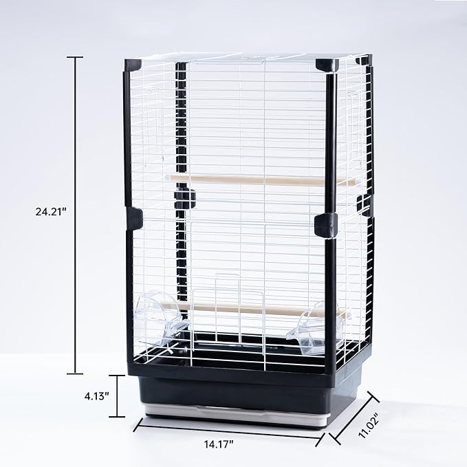 25 inch Bird Cage, Portable Travel Parrot Cage, Double-Layer Parakeet Cage - Image 2