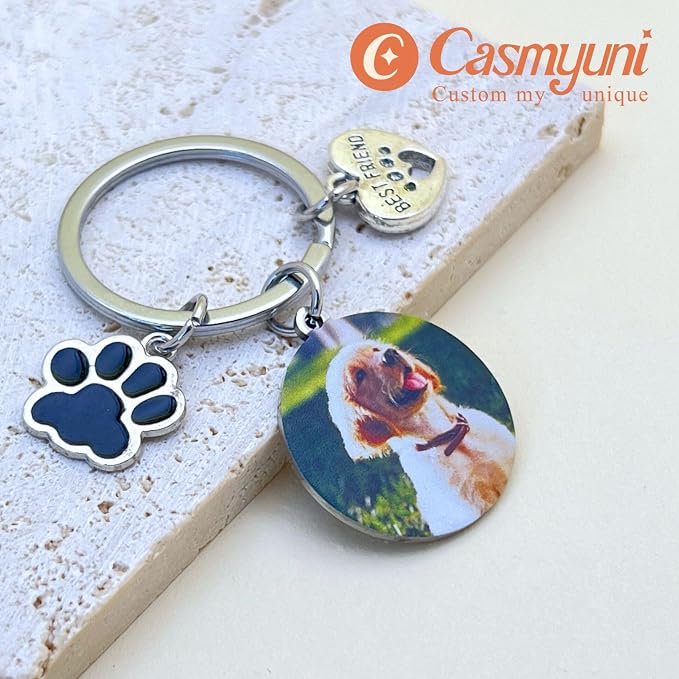 Custom Pet Keychain with Picture Personalized Dog Photo Keychain Pet Lover Gift - Image 8