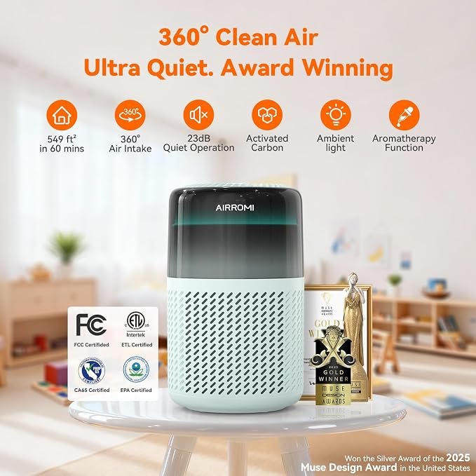 AIRROMI HEPA Air Purifier for Bedroom&Home, Pet Air Purifier for Home Pets - Image 2