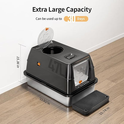 XL Stainless Steel Cat Litter Box - Image 2