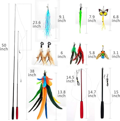 Cat Toys Interactive for Indoor Cats, Fishing Pole Toy, Retractable Cat Wand - Image 3