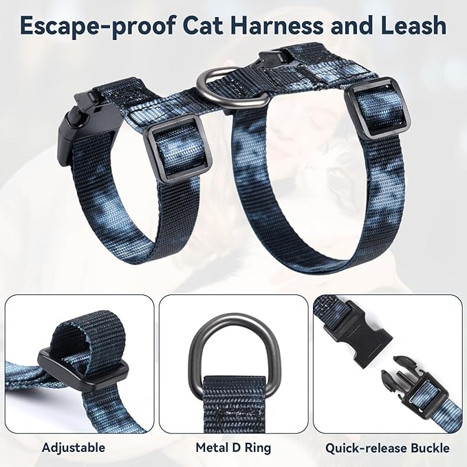 Cat Harness and Leash Set, 3-in-1 Escape Proof Adjustable, Comfortable Soft - Image 3