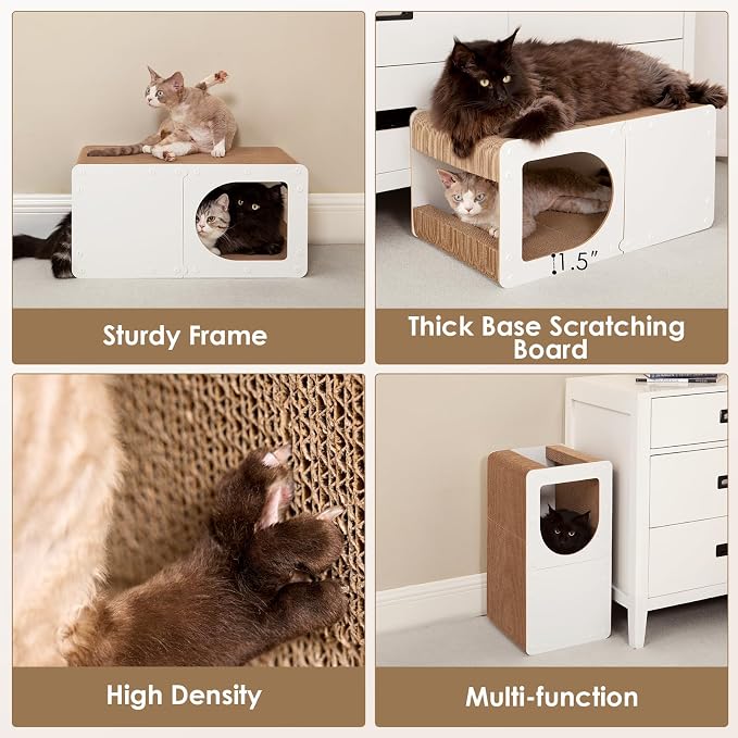 EHEYCIGA Cardboard Cat Scratcher House, 23-Inch Corrugated Cat Scratcher - Image 5