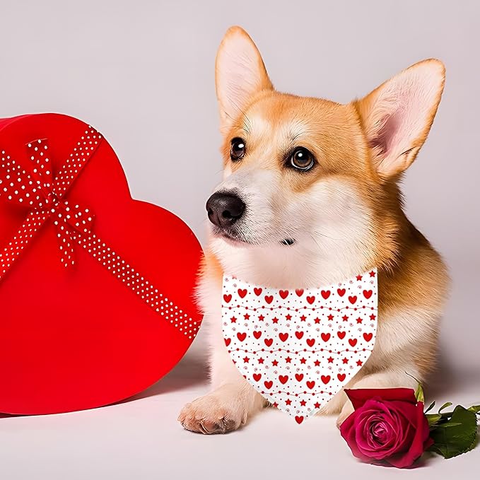 Heart Dog Bandanas 2 Pack, Mother’s Day Dog Bandanas, Triangle Reversible Love - Image 2