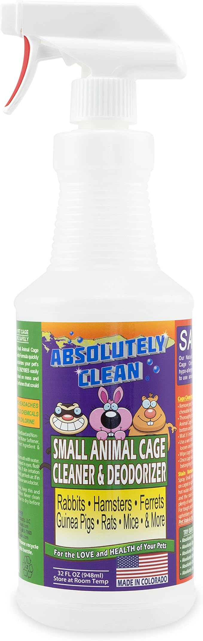 Amazing Small Animal Cage Cleaner, Just Spray/Wipe, Easily Removes Messes & by AbsolutelyClean