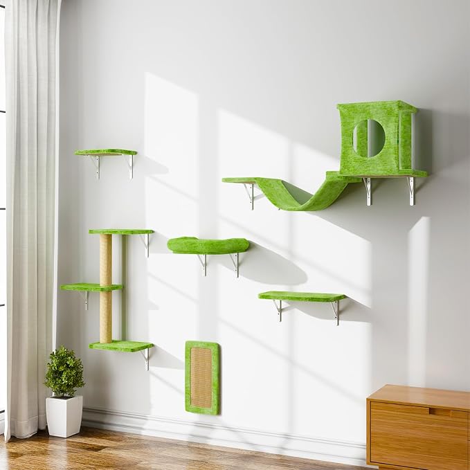 NUNU LAB Wall Mounted Cat Climber Set, Scratcher Board and Hammock, Shelves by NUNULAB
