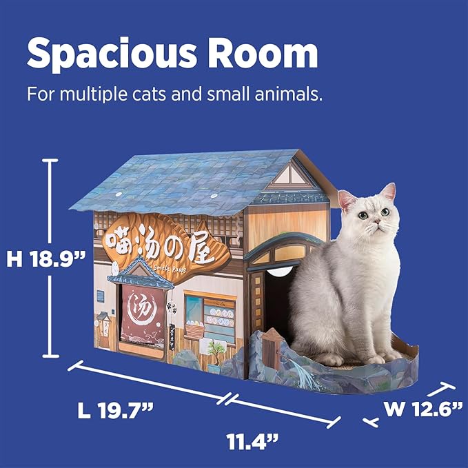 SMILE PAWS Cat Beds for Indoor Cats, Cardboard Cat House - Image 3