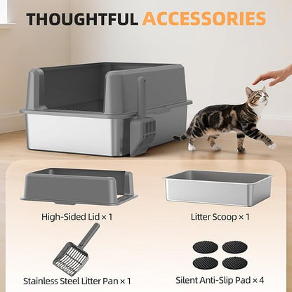 Enclosed Stainless Steel Cat Litter Box - Image 7