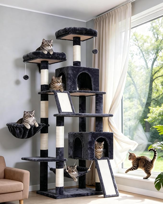 Cat Tree for Indoor Cats, Sturdy Cat Tree House by Gitelnour