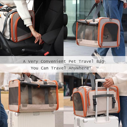 Cat Carriers Soft Grey Small Dog Carrier Airline Approved, Pets Travel Bag - Image 7