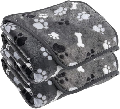 Dog Blanket Paw Bone Pattern 1 Pack 2 Super Soft Warm Flannel Sofa Cover Car by AIWEKHOME