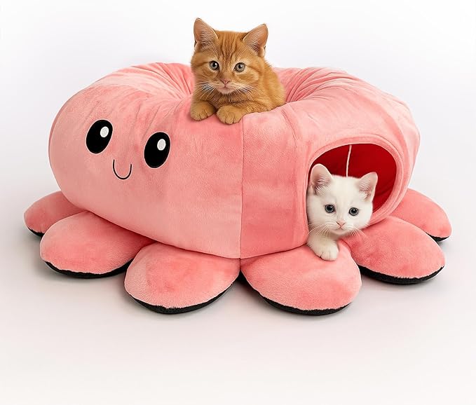 Cat Tunnel Bed for Indoor Cats, Peekaboo Cat Cave Bed, Soft Cat Donut Tunnel by FortheHeartbeatinYourLap