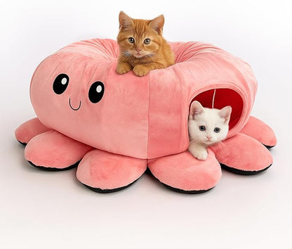Cat Tunnel Bed for Indoor Cats, Peekaboo Cat Cave Bed, Soft Cat Donut Tunnel by FortheHeartbeatinYourLap