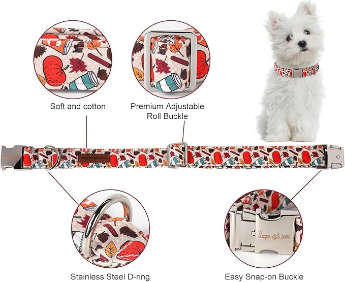 Unique style paws Halloween Dog Collar Metal Buckle Pumpkin Collar Gift Durable - Image 2