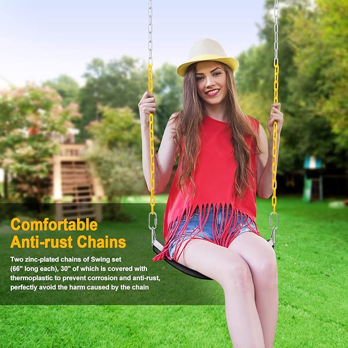 AGPTEK Swing Set, Seat with 66 Inch Anti-Rust Chains Thermoplastic Coated - Image 2