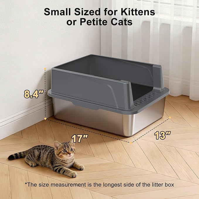 FURTIME Stainless Steel Cat Litter Box - Image 5