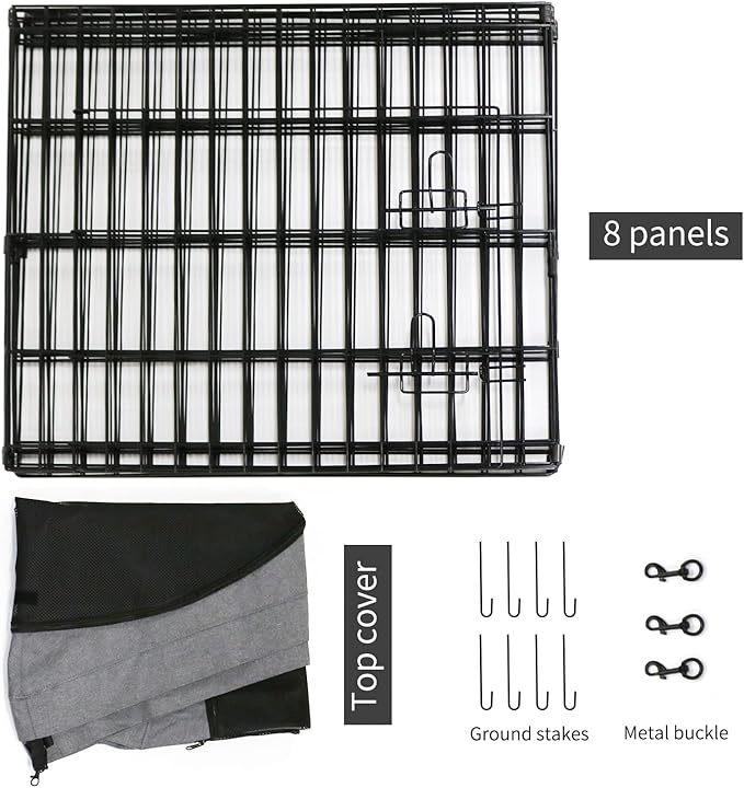 PETIME Foldable Metal Dog Exercise Pen/Pet Puppy Playpen Kennels Yard Fence - Image 5