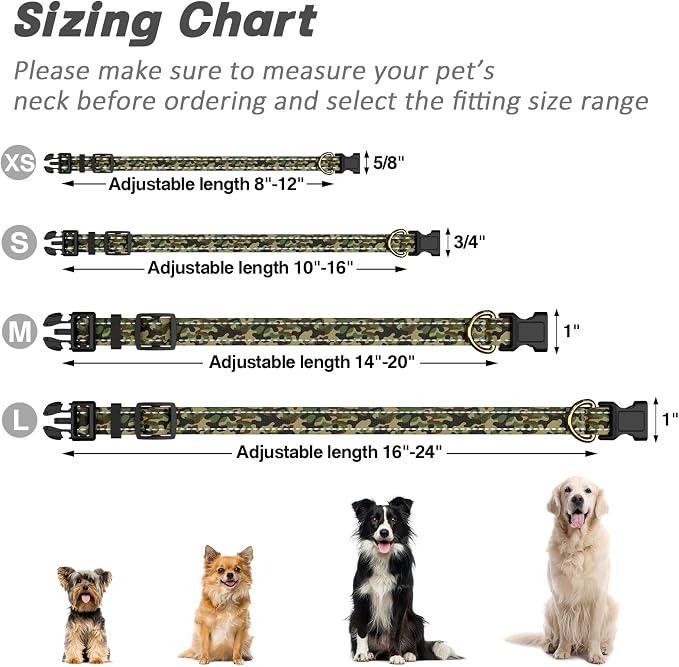 MOODEL Reflective Dog Collar for Small Dogs Cats, Cute Camouflage Adjustable - Image 7