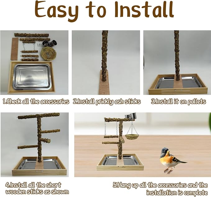 Tfwadmx Bird Perch Natural Wood Stand Toy Parrot Play Stand Platform and - Image 4